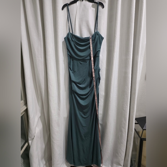 House Of CB Milena Pine Green Crepe corset maxi dress L NWT - Picture 6 of 10